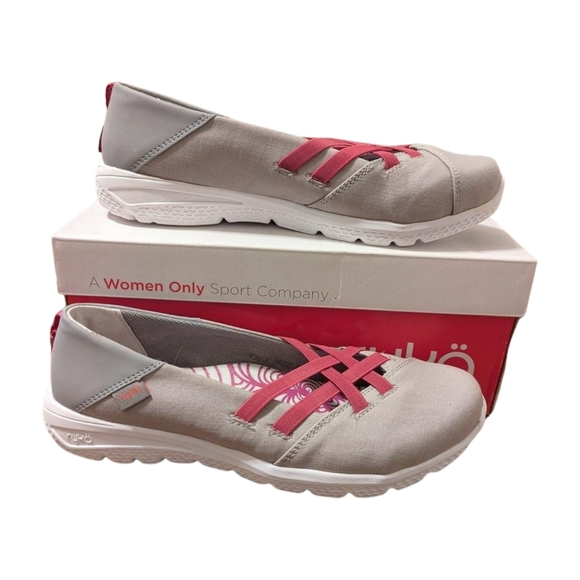 Ryka Aerial Slip On Comfort Shoes Women's Size 9.5 MW Gray Pink NWB - Picture 1 of 5